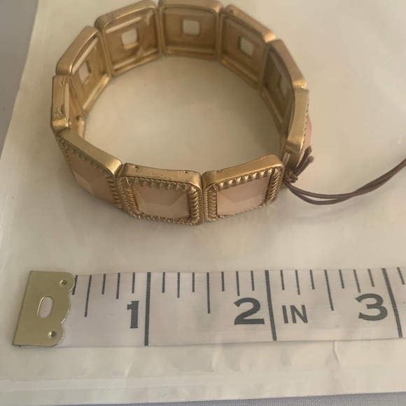 peach square gem set in gold tone bracelet NWT - Picture 2 of 5